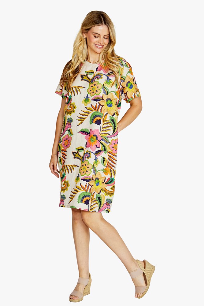 Load image into Gallery viewer, Pingpong Womens Tessa Short Sleeve Shift Dress
