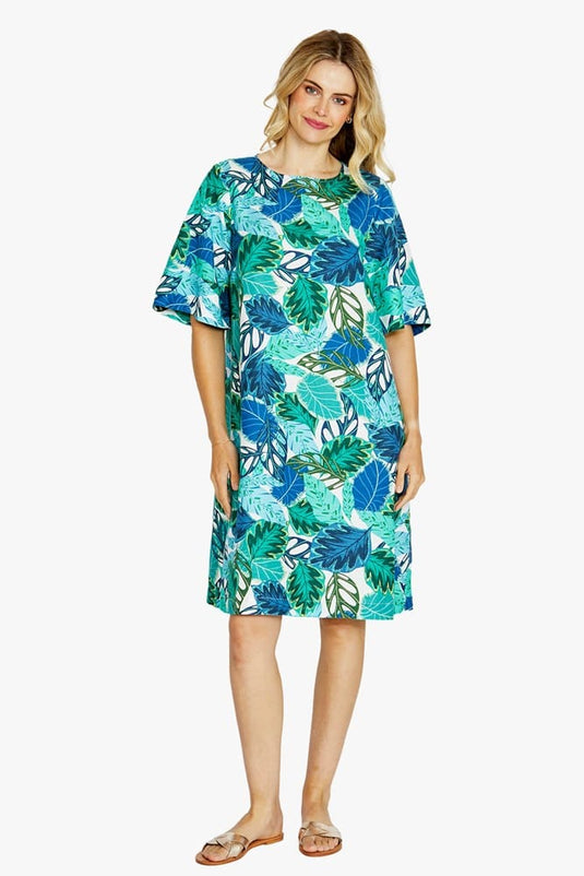 Pingpong Womens Hazel Short Sleeve Print Dress - Daintree