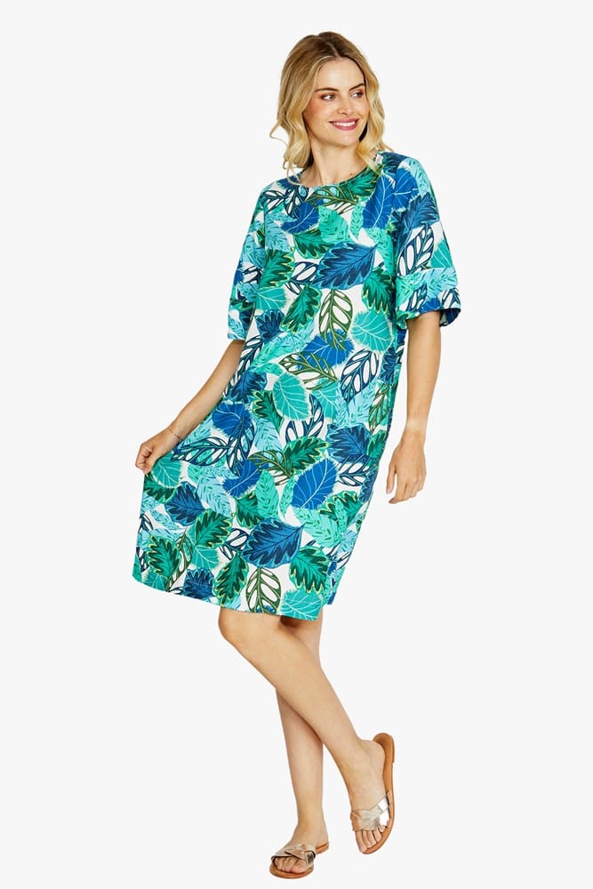 Load image into Gallery viewer, Pingpong Womens Hazel Short Sleeve Print Dress - Daintree
