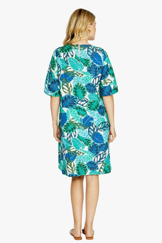 Pingpong Womens Hazel Short Sleeve Print Dress - Daintree