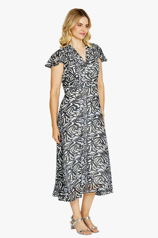 Pingpong Womens Emma V-Neck Animal Print Dress