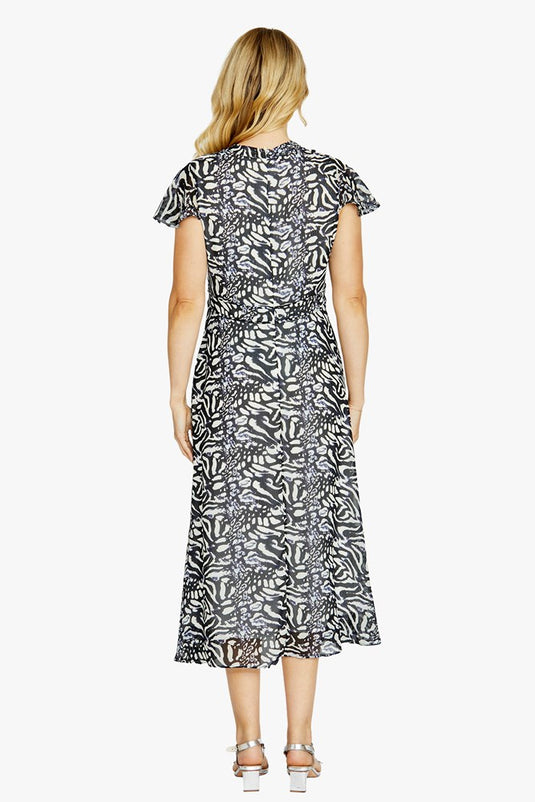 Pingpong Womens Emma V-Neck Animal Print Dress