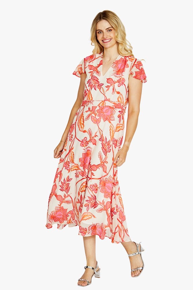 Load image into Gallery viewer, Pingpong Womens Emma V Neck Print Dress - Dahlia
