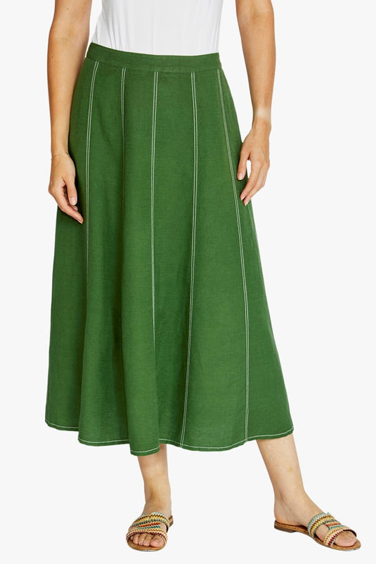 Pingpong Womens Ebony Panel Midi Skirt - Agave