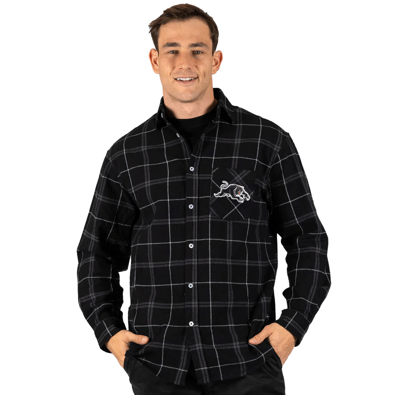 Load image into Gallery viewer, NRL Mens &#39;Mustang&#39; Flannel Shirt -  Panthers
