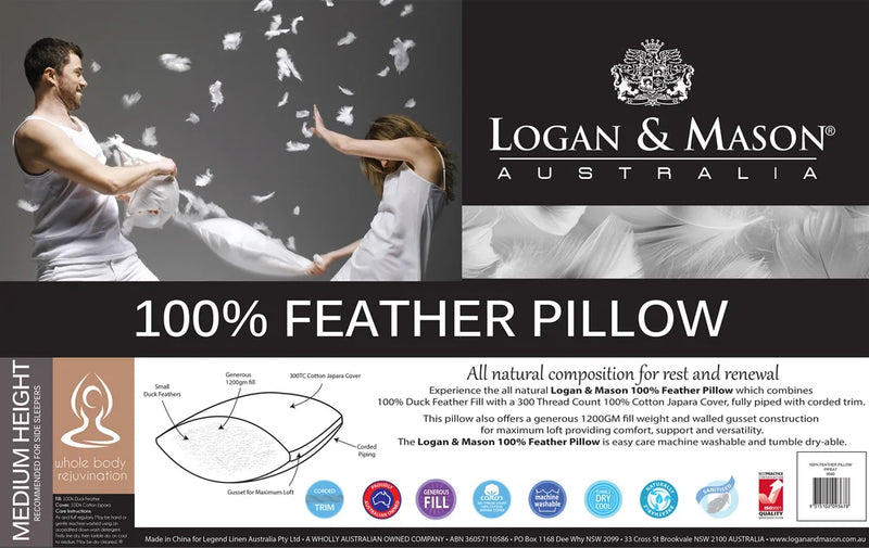 Load image into Gallery viewer, Logan &amp; Mason 100% Feather Pillow
