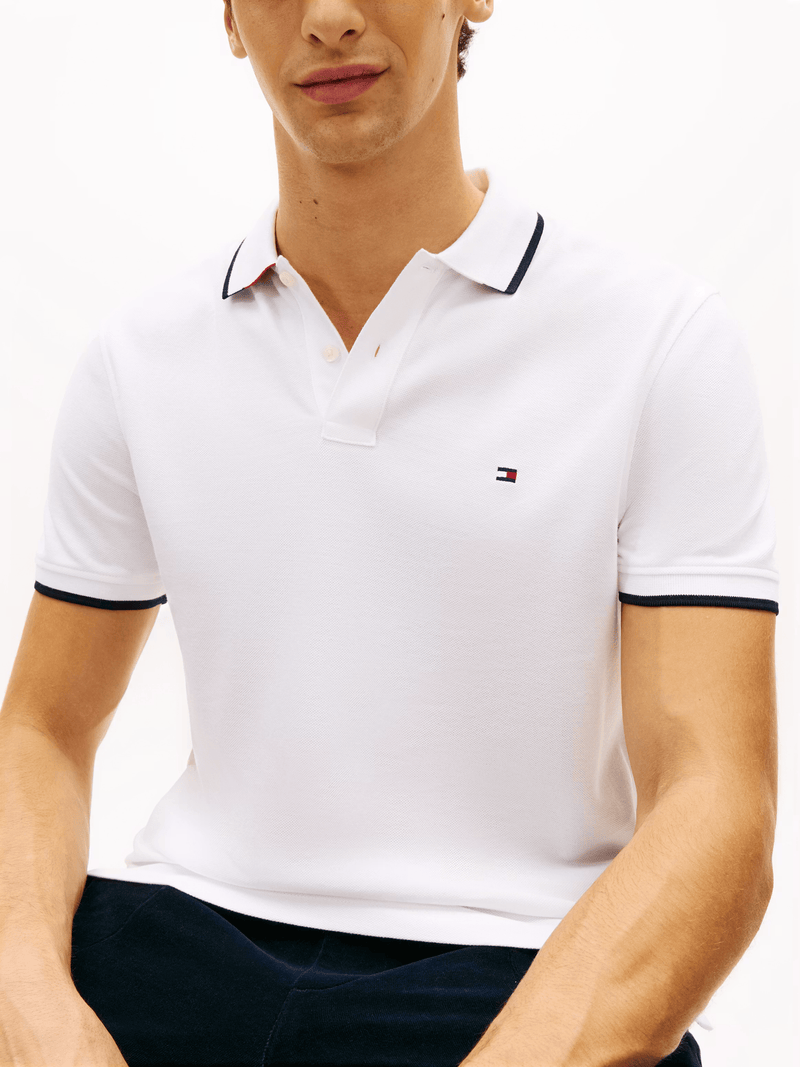 Load image into Gallery viewer, Tommy Hilfiger Mens Pique Undercollar Polo - White
