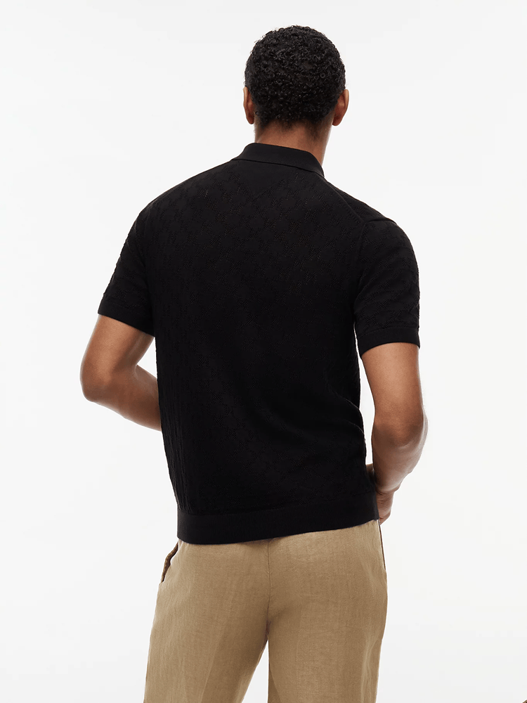 Load image into Gallery viewer, Tommy Hilfiger Mens Pointelle Pattern Polo - Black
