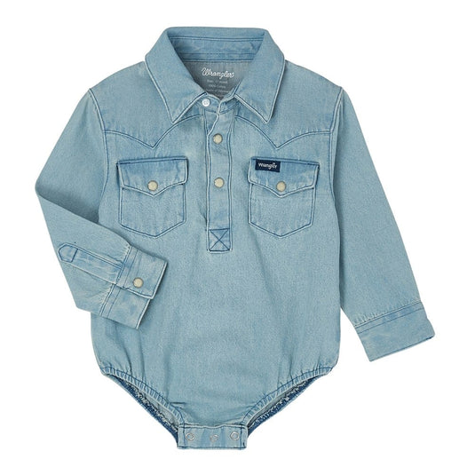 Wrangler Baby Western Long Sleeve Bodysuit - Faded Blue