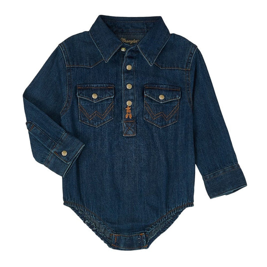 Wrangler Baby Western Long Sleeve Bodysuit - Denim