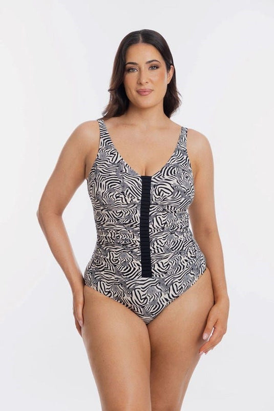 Togs Womens Zurich V Neck Ruched One Piece