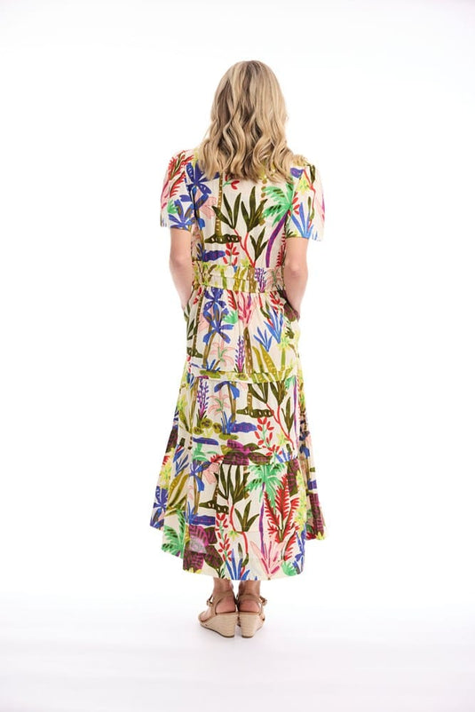 Orientique Womens Paloma Dress Maxi Short Sleeve