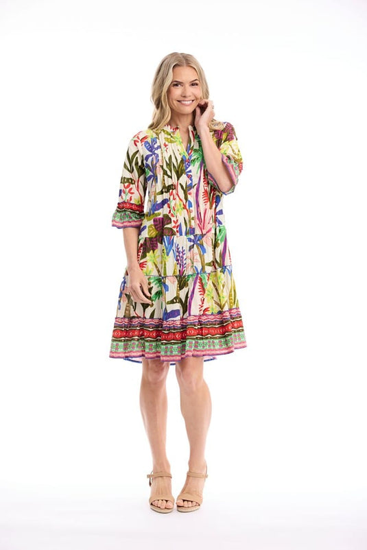 Orientique Womens Paloma Dress Buttonthrough 3/4 Sleeve