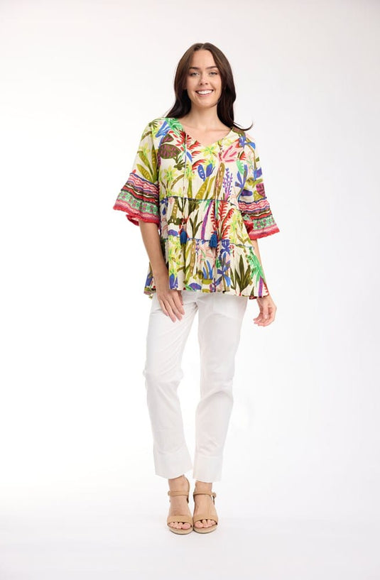 Orientique Womens Paloma Tunic Layers Frill Sleeve