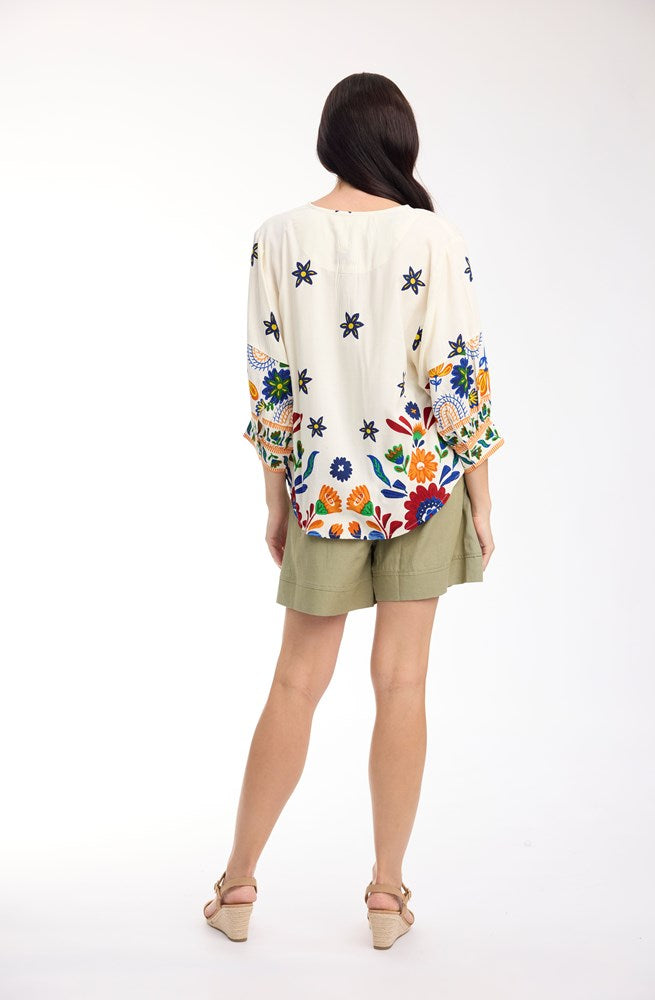 Load image into Gallery viewer, Orientique Womens Pellion Top Round Neck Button Through
