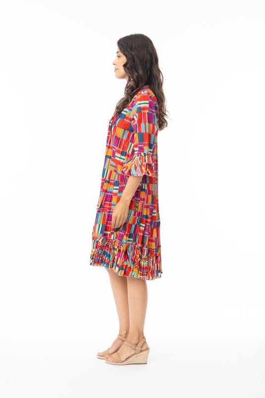 Orientique Womens Peru Dress Layers Frill Sleeve