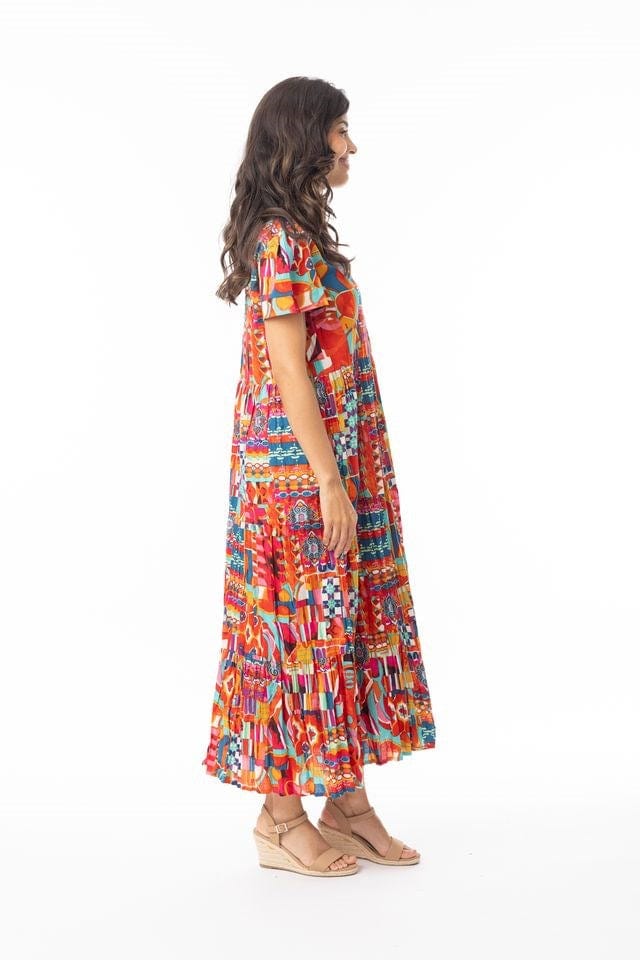Load image into Gallery viewer, Orientique Womens Peru Dress Midi Layers Square Neckline
