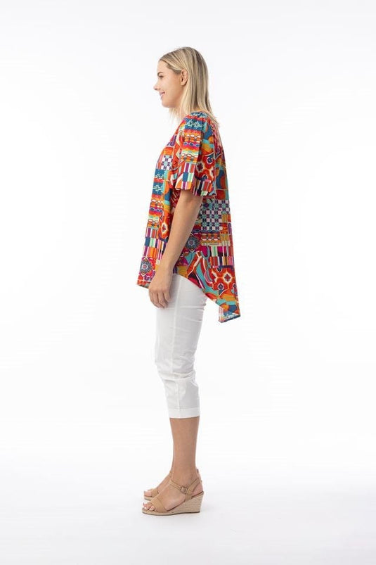 Orientique Womens Peru Top V Flaired Sleeve
