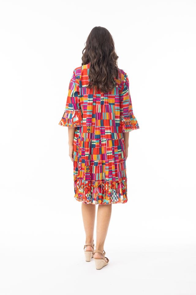 Load image into Gallery viewer, Orientique Womens Peru Dress Layers Frill Sleeve
