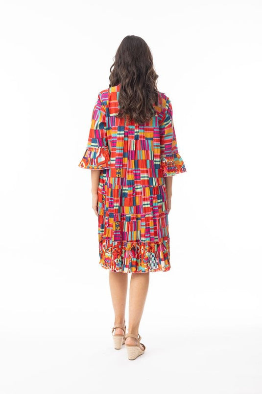 Orientique Womens Peru Dress Layers Frill Sleeve