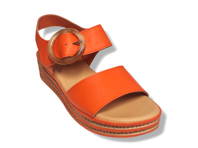 Django & Juliette Womens New Orange Colour Cubbie Dj Leather Sandal Shoes