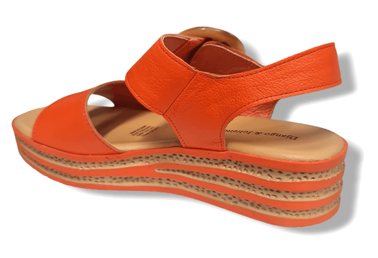 Django & Juliette Womens New Orange Colour Cubbie Dj Leather Sandal Shoes