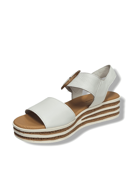 Django & Juliette Womens Cubbie Sandal - White Leather Shoes