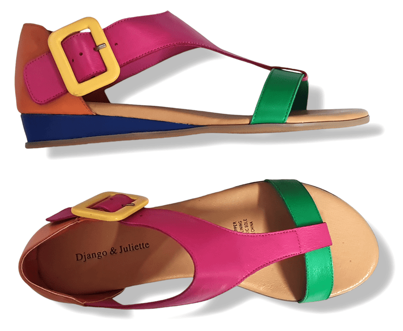 Load image into Gallery viewer, Django &amp; Juliette Womens Huntlee Dj Bright Multi Sandals Shoes
