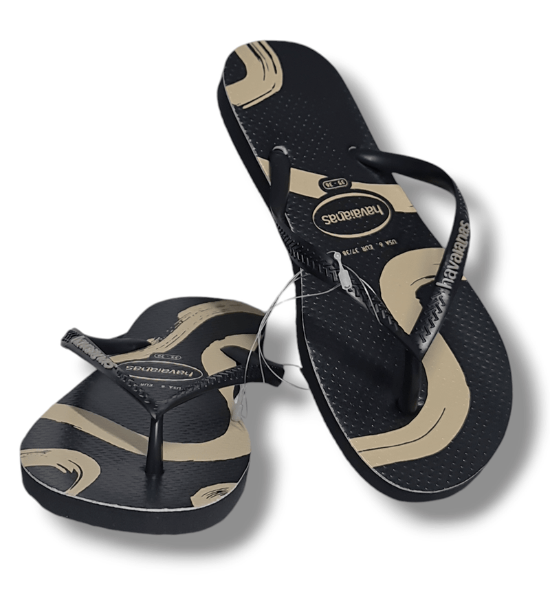 Load image into Gallery viewer, Havaianas Slim Flow Black/Cream Thongs Shoe
