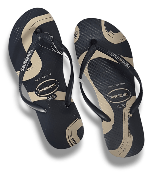 Havaianas Slim Flow Black/Cream Thongs Shoe