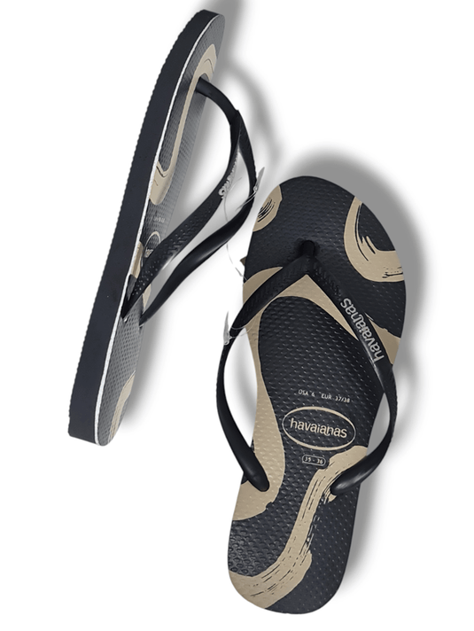 Havaianas Slim Flow Black/Cream Thongs Shoe