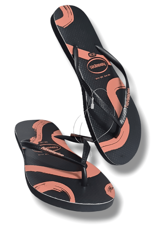 Havaianas Slim Flow Black/Pink Thongs