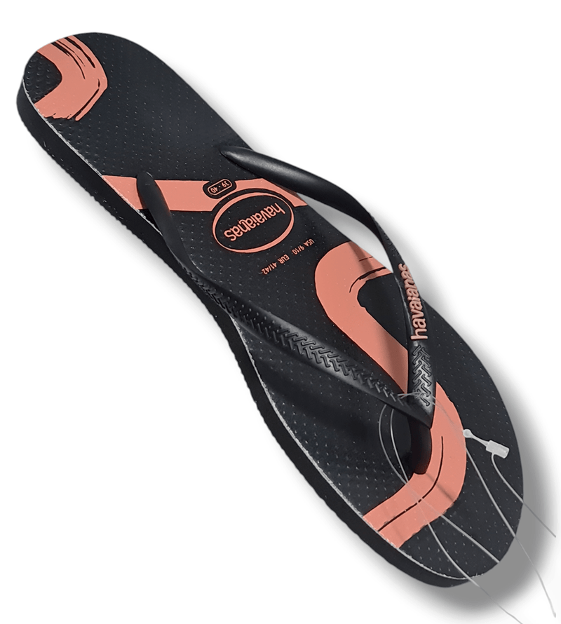 Load image into Gallery viewer, Havaianas Slim Flow Black/Pink Thongs
