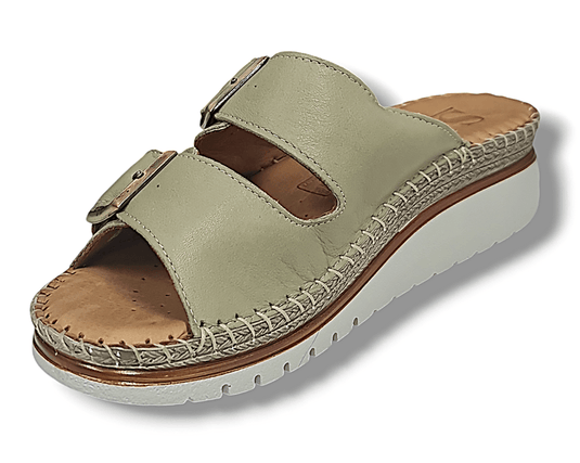 Sala Europe Womens Oasis Leather Slides Sandals Shoe