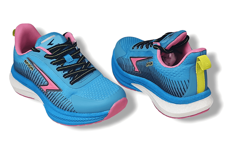 Load image into Gallery viewer, Sfida Girls Lace Up Runner Blue/Pink Shoes
