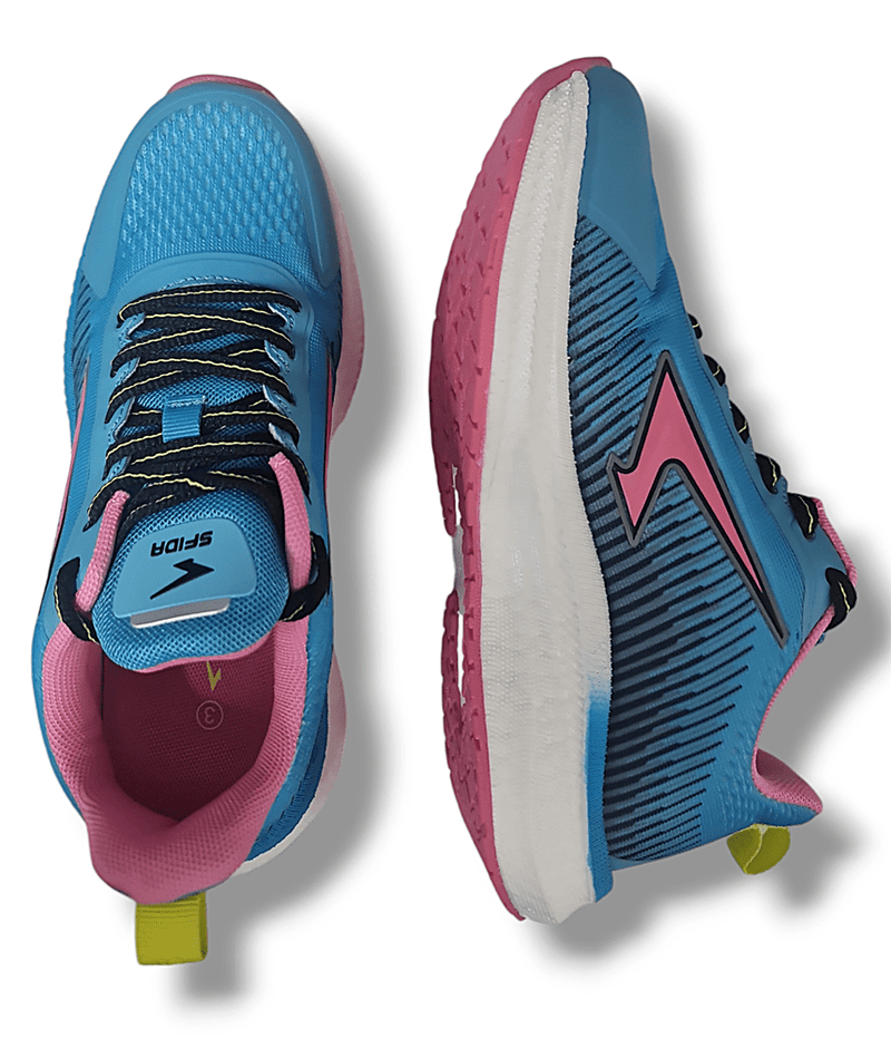 Load image into Gallery viewer, Sfida Girls Lace Up Runner Blue/Pink Shoes
