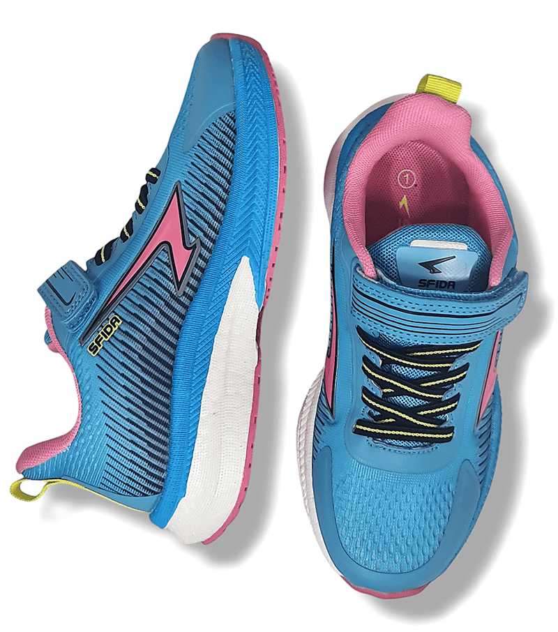 Load image into Gallery viewer, Sfida Zephyr Girl&#39;s Performance Runners V Strap - Blue/Pink
