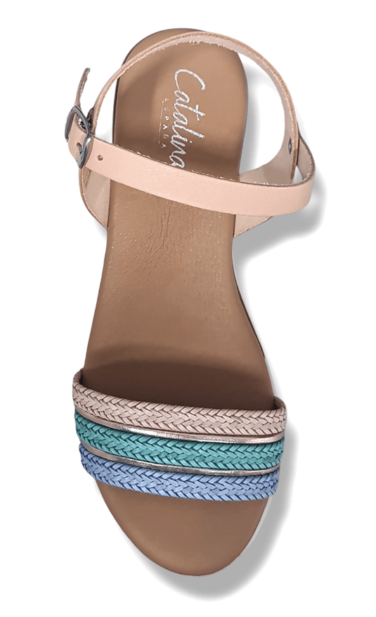 Catalinas Womens Serene Leather Sandal Salmon Colorful Flat shoes