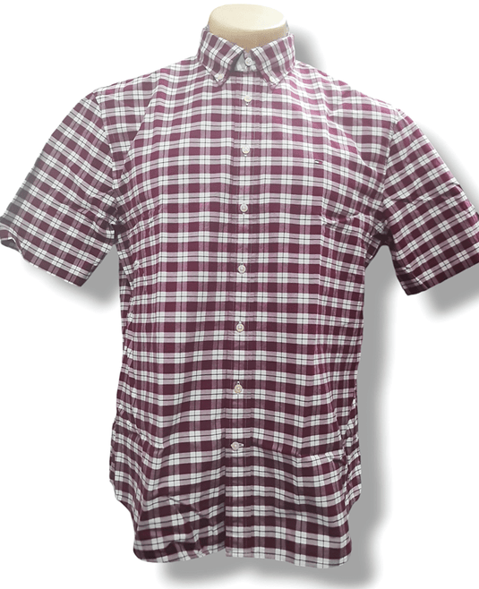 Tommy Hilfiger Mens Small Check Oxford Short Sleeve Shirt