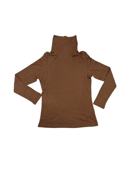 Corfu Womens Essential Turtleneck Long Sleeve Top - Coffee Bean