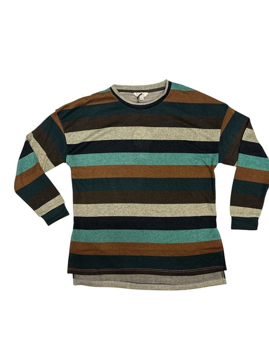 Corfu Womens Soft Brushed Knit Shirt - Walnut Stripe