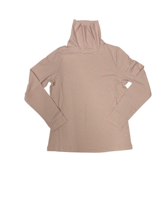 Corfu Womens Essential Turtleneck Striped Long Sleeve Top - Pink/White
