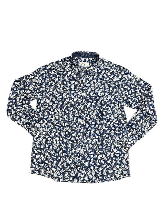 Country Classic Collection Womens Long Sleeve Semi Classic Blouse with Trim - Navy Floral