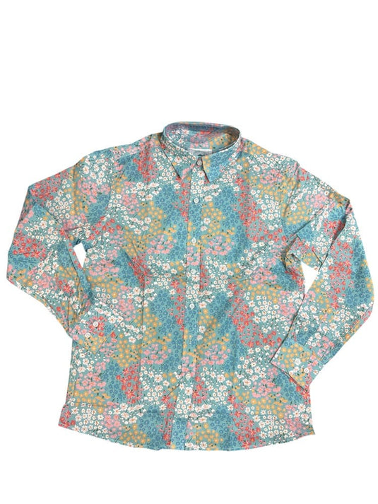 Country Classic Collection Womens Long Sleeve Semi Classic Blouse - Blue Floral