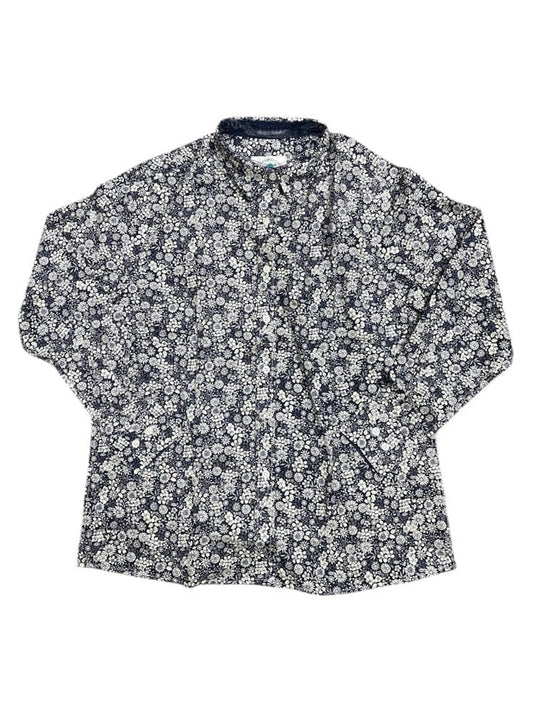 Country Classic Collection Womens Long Sleeve Semi Classic Blouse with Trim - Navy/Cream