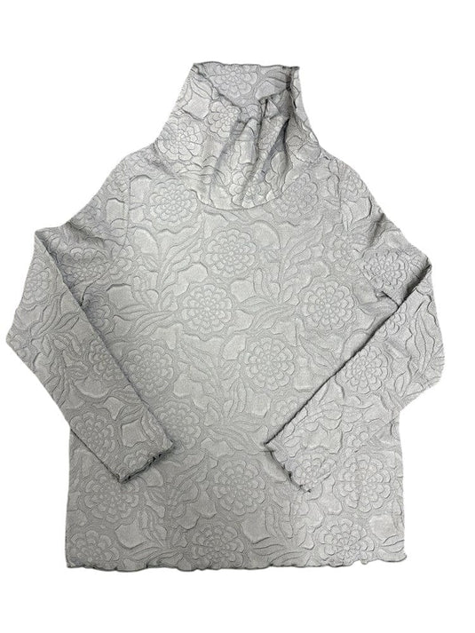 Picadilly Womens Spilt Colllar Pleated Floral Top - Grey