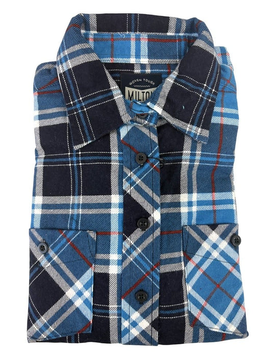 Milton Ladies Flannelette Shirts - Navy