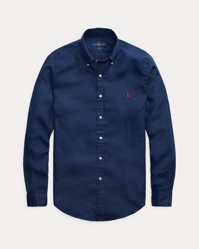 Load image into Gallery viewer, Ralph Lauren Mens Custom Fit Linen Shirt - Navy
