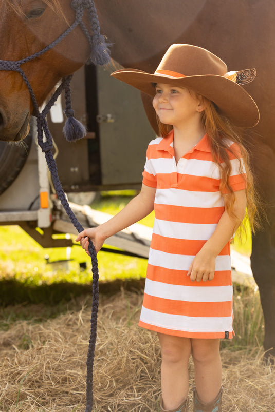 Pilbara Girls Amelia Polo Dress - Camellia/White