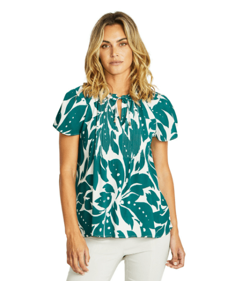 Pingpong Womens Mono Leaf Pintuck Top